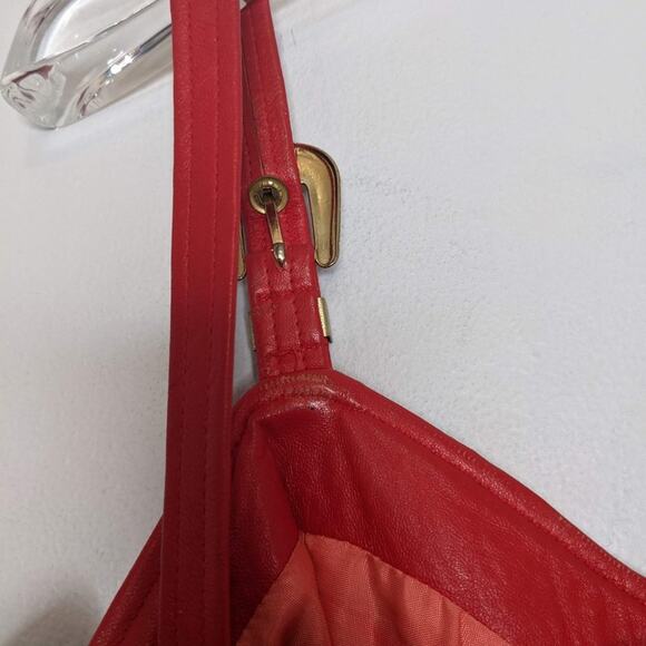 L.A. Roxx Vintage Red Leather Mini Dress Studded Rhinestone 80's RARE Size L - Picture 12 of 12